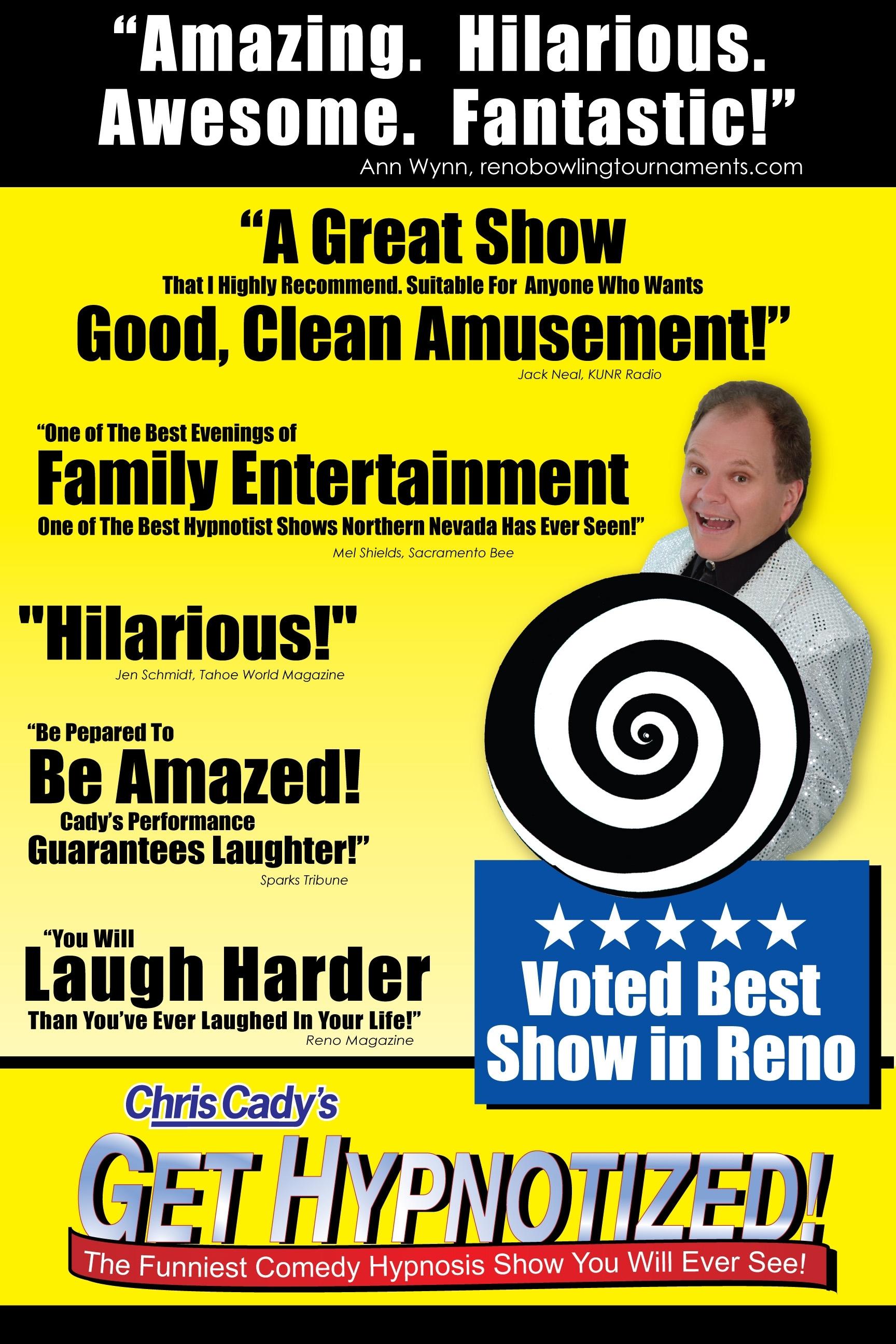 hypnotist chris cady comedy hypnosis show poster from get hypnotized show